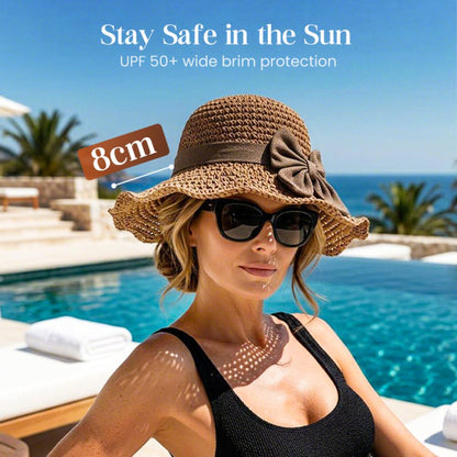 Elegant Woven Straw Sun Hat With Bow