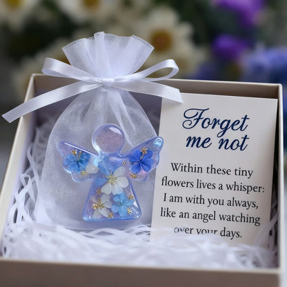 Forget Me Not Dried Flower Angel Keepsake - Timeless Gift for Remembrance, Comfort & Hope