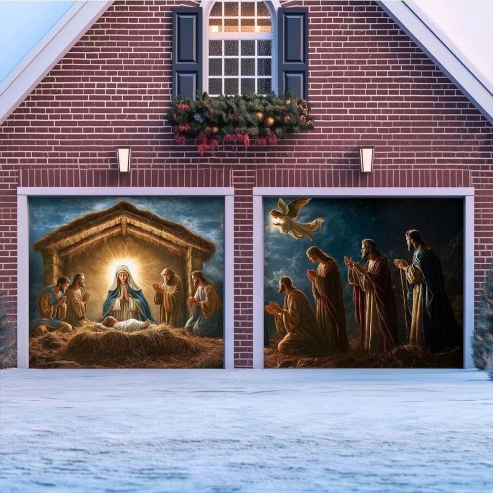 Nativity Scene Christmas Garage Door Covers D490
