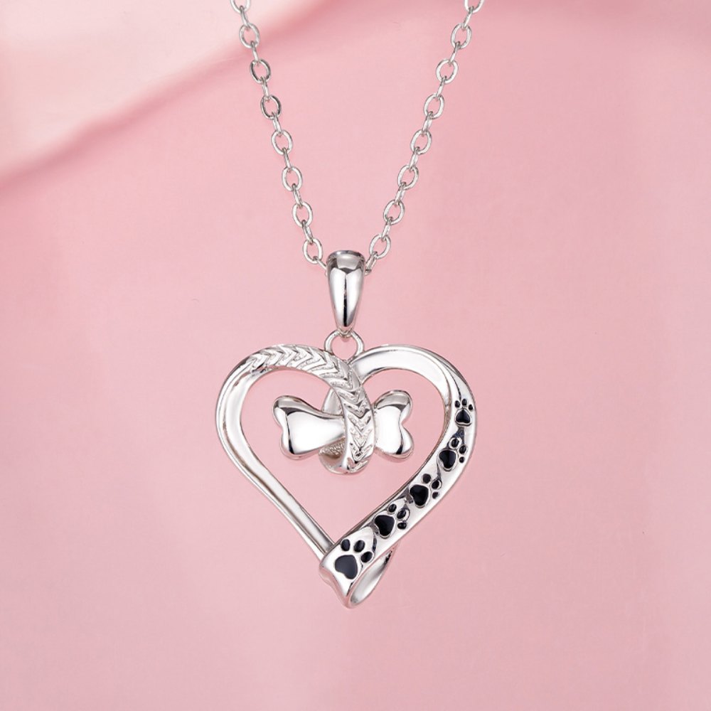 Forever Paw Prints – Pet Lover Heart Necklace