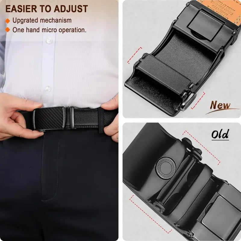 Leather Ratchet Belt With Adjustable Buckle