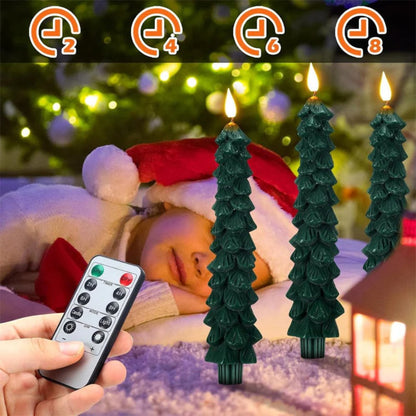 Christmas Tree LED Taper Candles Flickering with Remote Timer🎄
