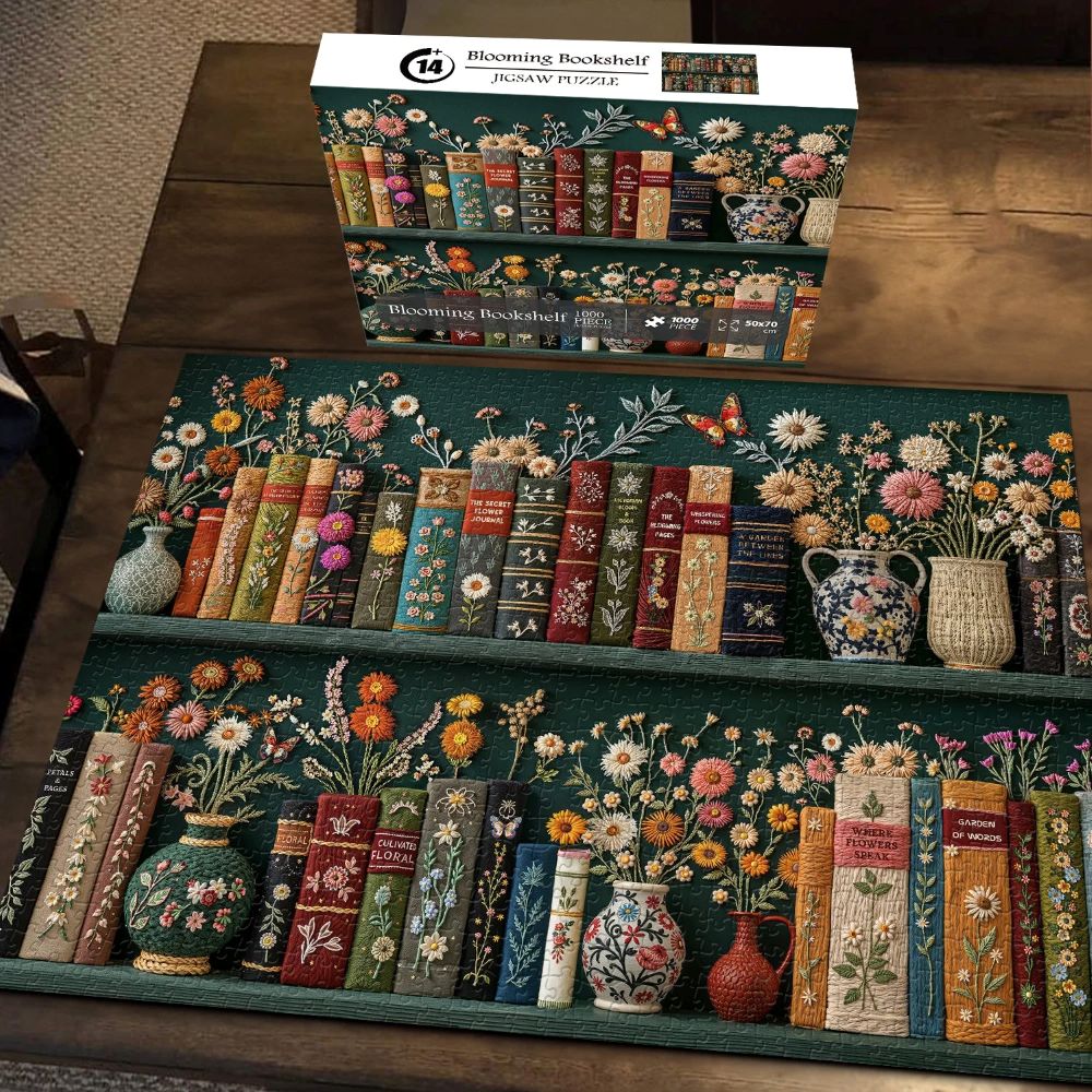 Blooming Bookshelf Jigsaw Wooden Puzzle 1000 Pieces