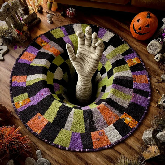 The Grave Escape - 3D Illusion Skeleton Round Rug - Mummy Tomb