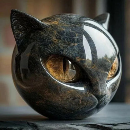 Luxury Black Cat Sculpture - Elegant Home Decor and Gift-Ready Art Piece