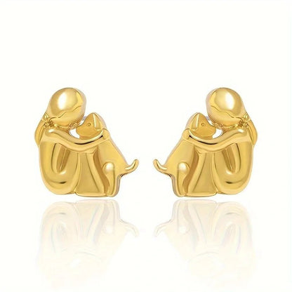 Silver and Gold Two-Tone Hug Earrings