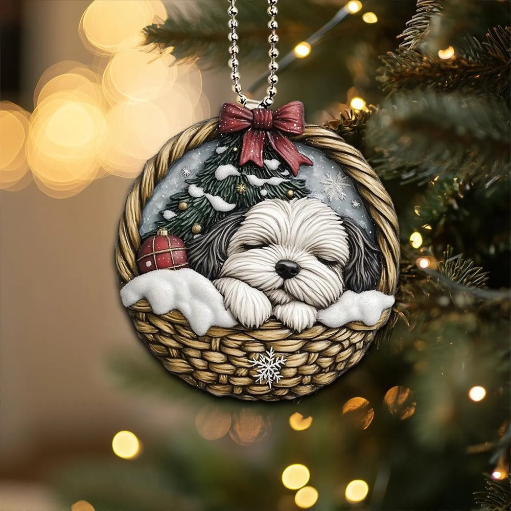Havanese In Mini Basket Ornament - MB040