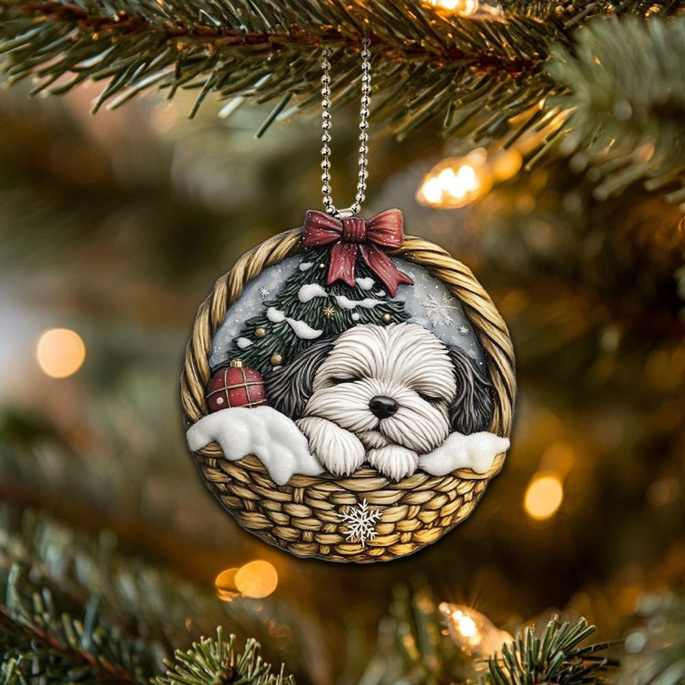 Havanese In Mini Basket Ornament - MB040