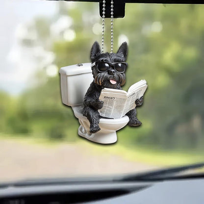 Scottish Terrier - Dog Sitting On Toilet Ornament  OT041