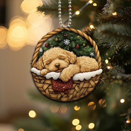 Goldendoodle In Mini Basket Ornament - MB041