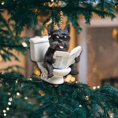 Scottish Terrier - Dog Sitting On Toilet Ornament  OT041