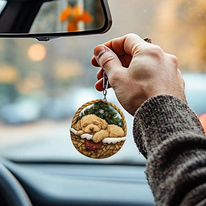 Goldendoodle In Mini Basket Ornament - MB041