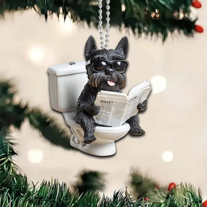 Scottish Terrier - Dog Sitting On Toilet Ornament  OT041