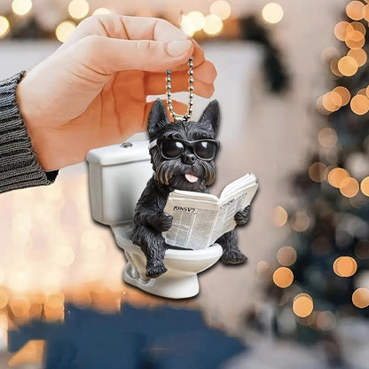Scottish Terrier - Dog Sitting On Toilet Ornament  OT041