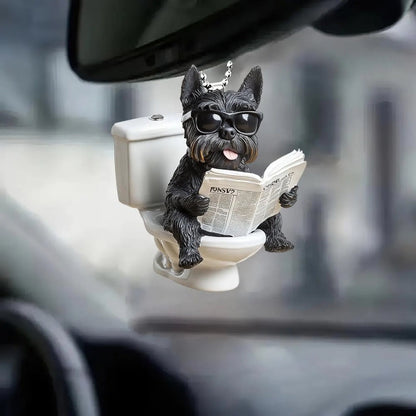 Scottish Terrier - Dog Sitting On Toilet Ornament  OT041