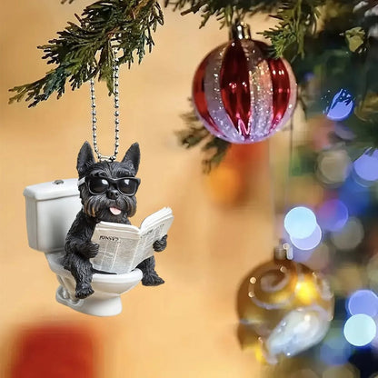 Scottish Terrier - Dog Sitting On Toilet Ornament  OT041