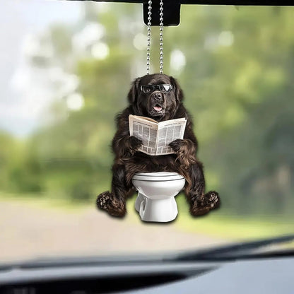 Newfoundland - Dog Sitting On Toilet Ornament  OT043