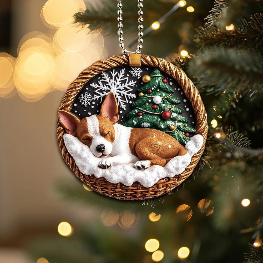 Basenji In Mini Basket Ornament - MB046