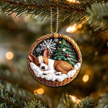 Basenji In Mini Basket Ornament - MB046