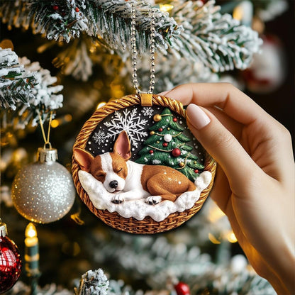 Basenji In Mini Basket Ornament - MB046