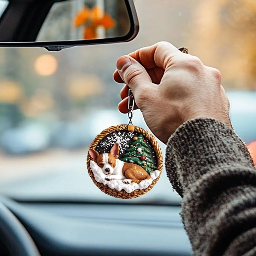 Basenji In Mini Basket Ornament - MB046