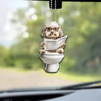 Havanese - Dog Sitting On Toilet Ornament  OT047