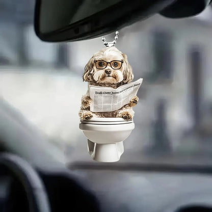 Havanese - Dog Sitting On Toilet Ornament  OT047