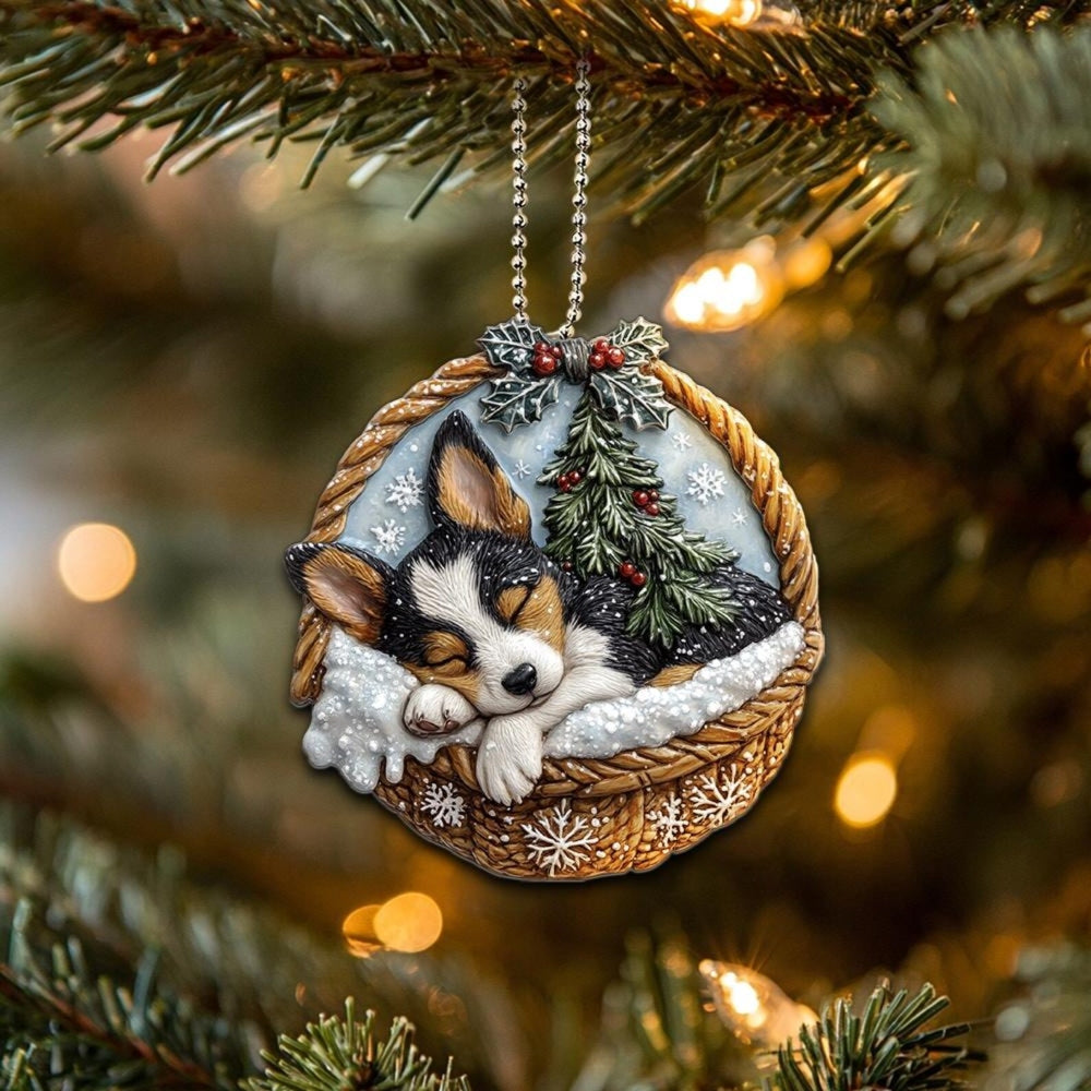 Australian Cattle Dog In Mini Basket Ornament - MB048