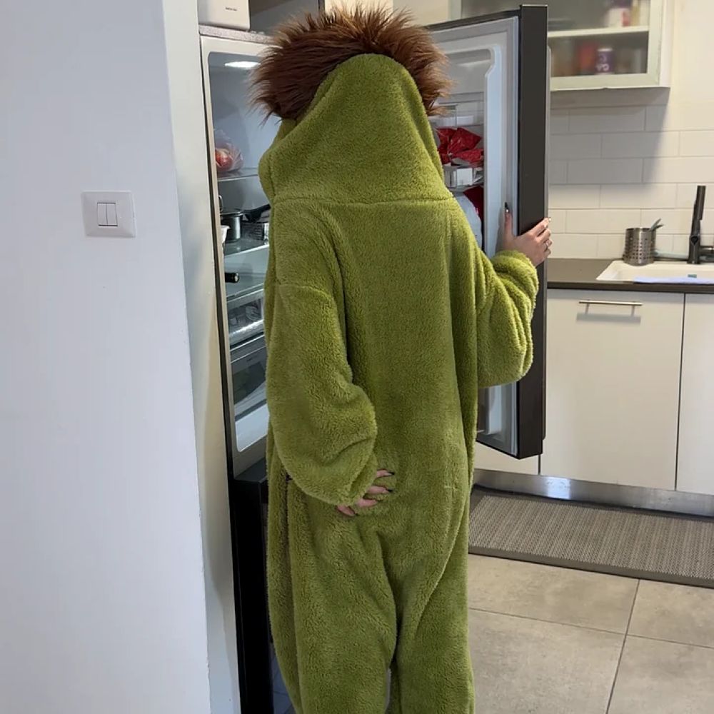 Funny Monster Hooded Fleece Robe for Adults