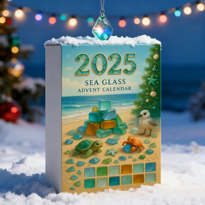 Sea Glass Christmas Tree Advent Calendar - 2D Acrylic Christmas Tree Countdown Calendar