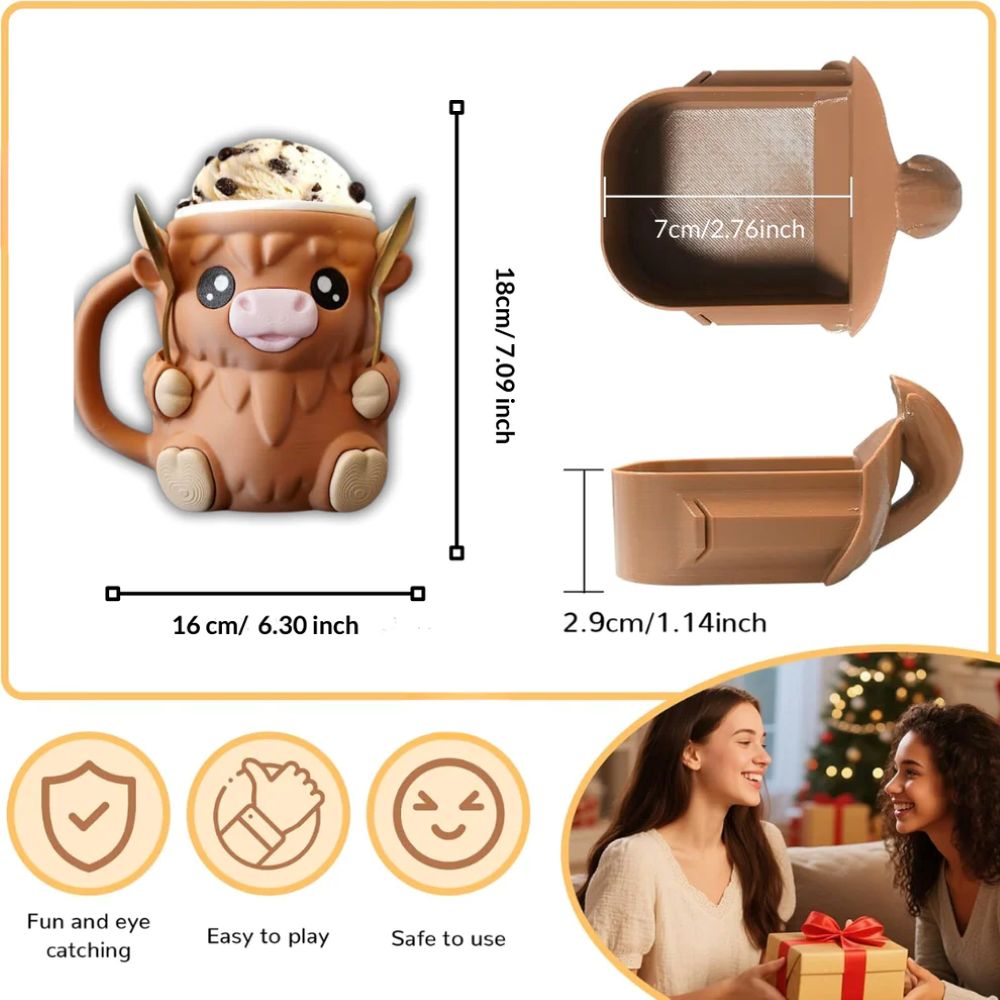Highland Cow Ice Cream Mug Holder