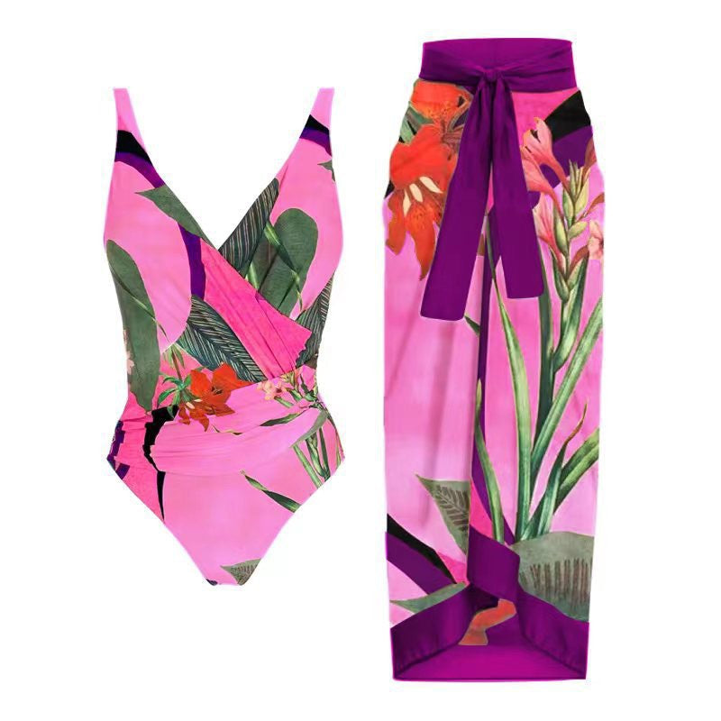 Resort Print One Piece Bikini - F381