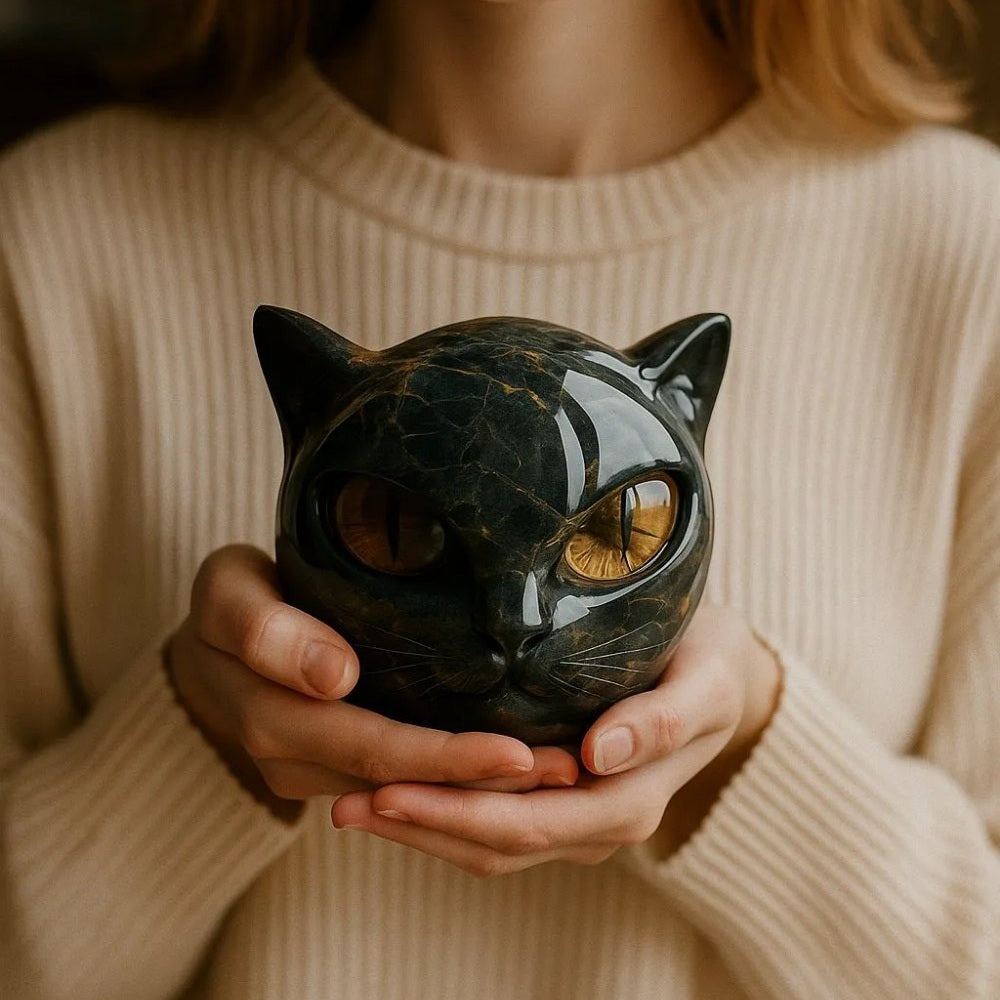 Luxury Black Cat Sculpture - Elegant Home Decor and Gift-Ready Art Piece
