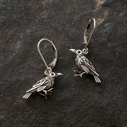 "Nevermore" Raven Leverback Earrings