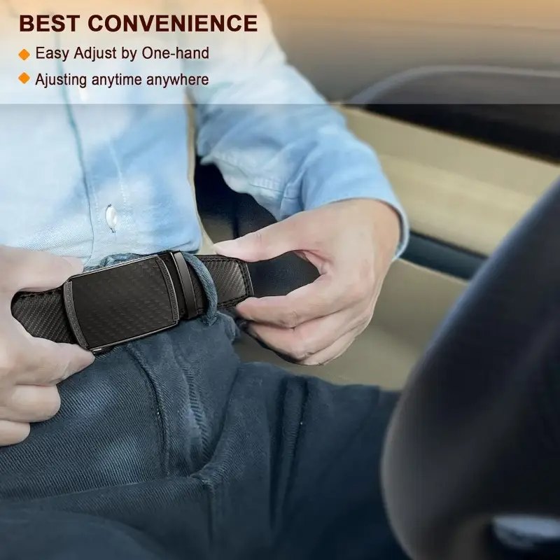 Leather Ratchet Belt With Adjustable Buckle