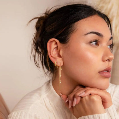 Gold Star Earring Set - Dangle Hoop & Stud Stacking Earrings