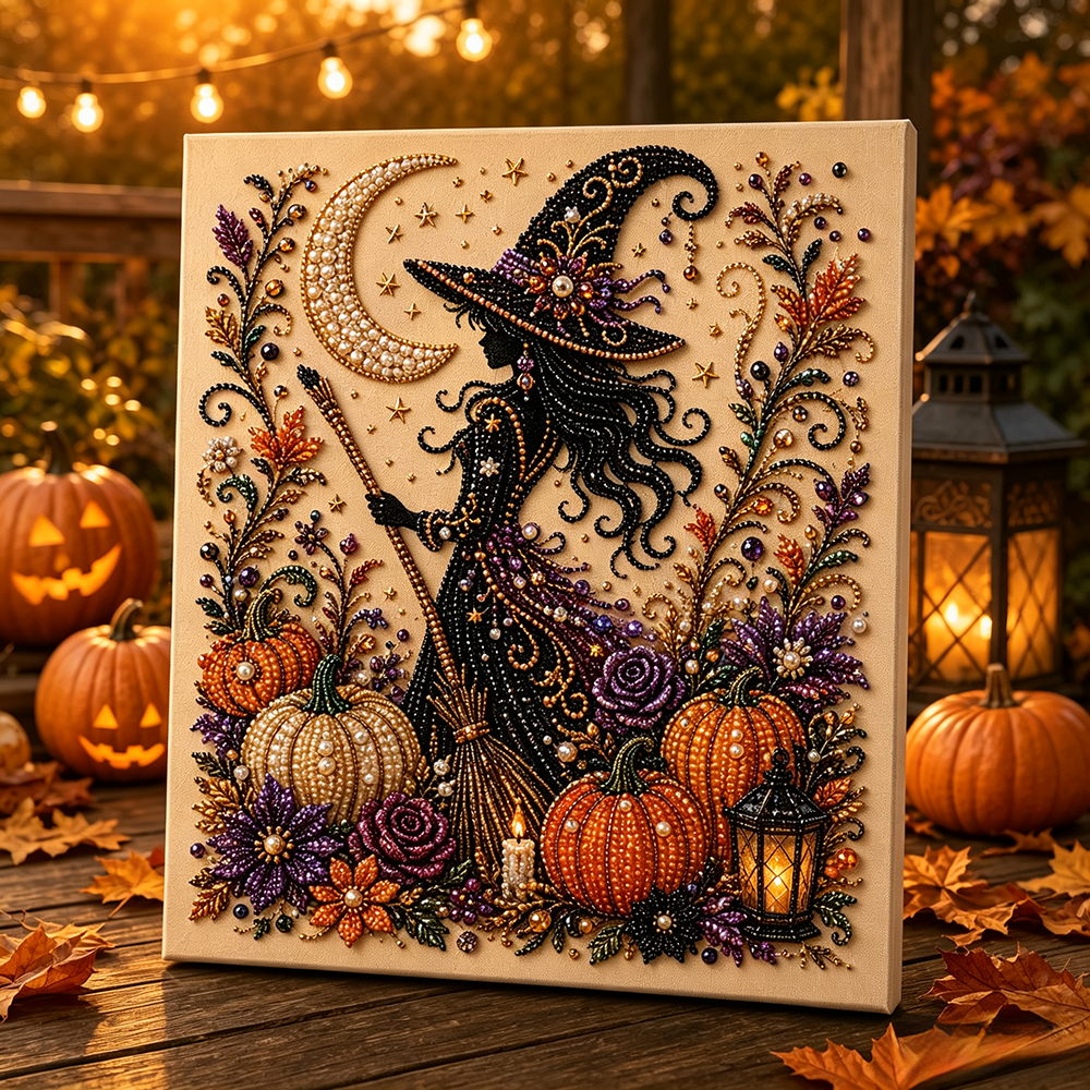 Halloween Pearl Diamond Art Kit – 3D Beaded DIY Art Kits For Adults