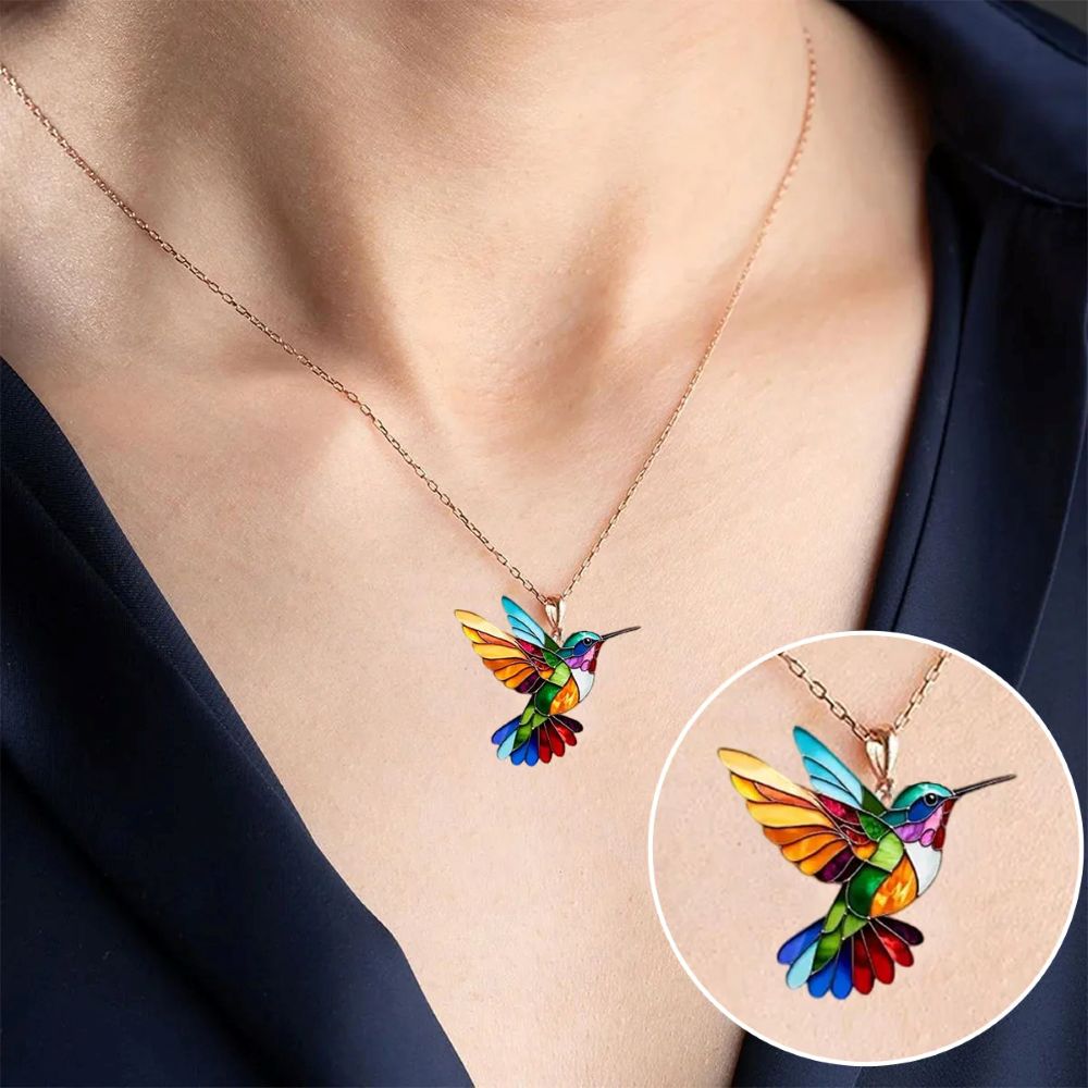 Beautiful Hummingbird Necklace with Bonus Earrings