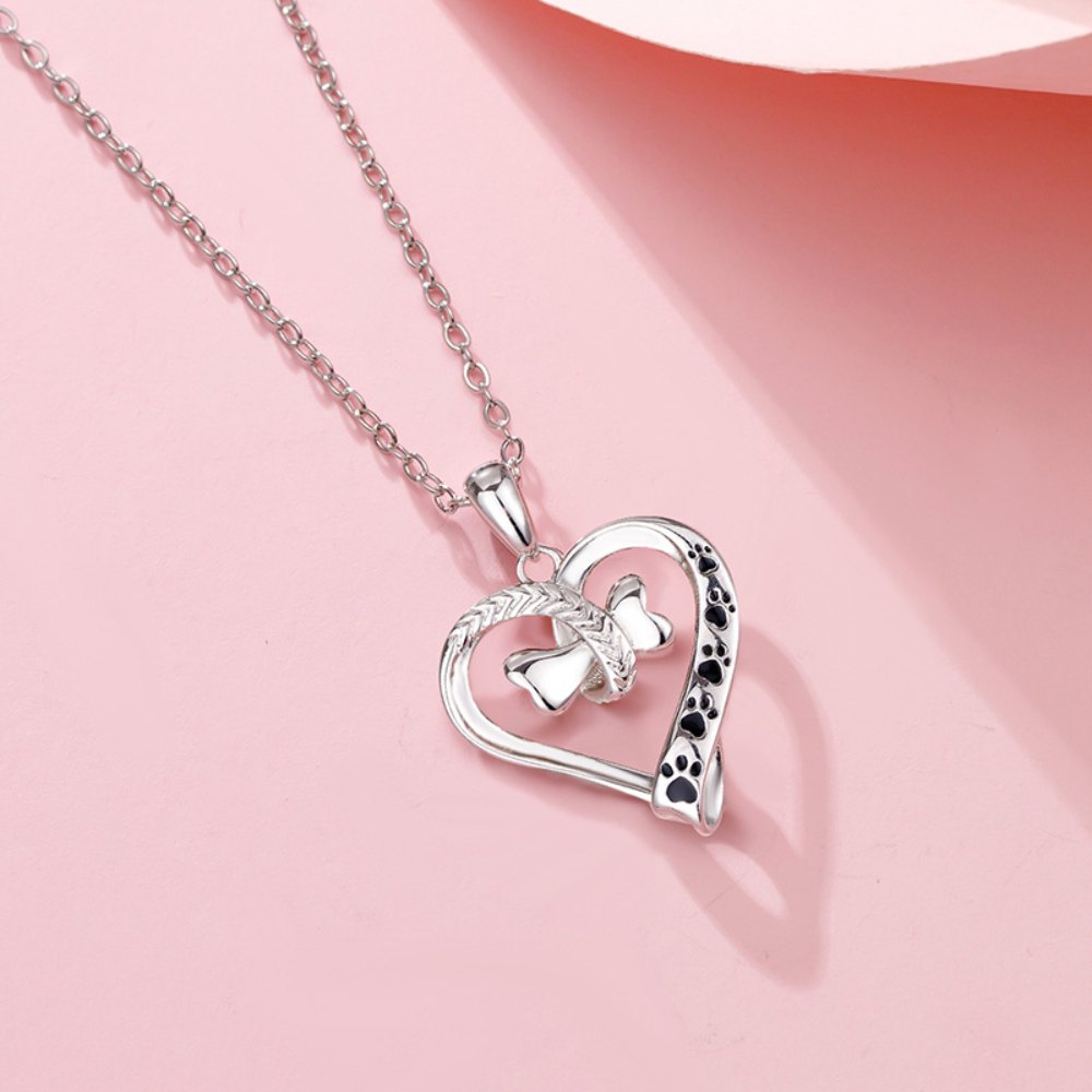 Bone Heart Paw Necklace