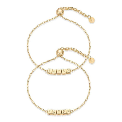 14K Gold Plated Adjustable Matching Bracelets for Women – Heart Charm and BFF Friendship Styles