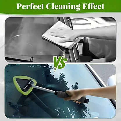 Windshield Cleaning Tool - Microfiber Car Window Cleaner with 4 Reusable and Washable Microfiber Pads and Extendable Handle