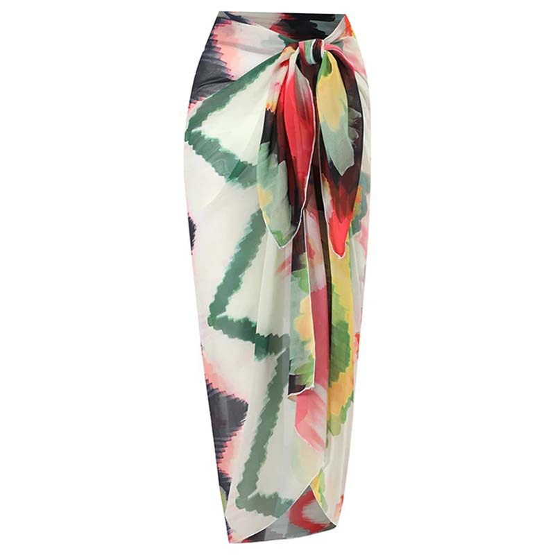 Gradient Tie Dye Wrap Hip Long Dress Two Piece Swimsuit - F380
