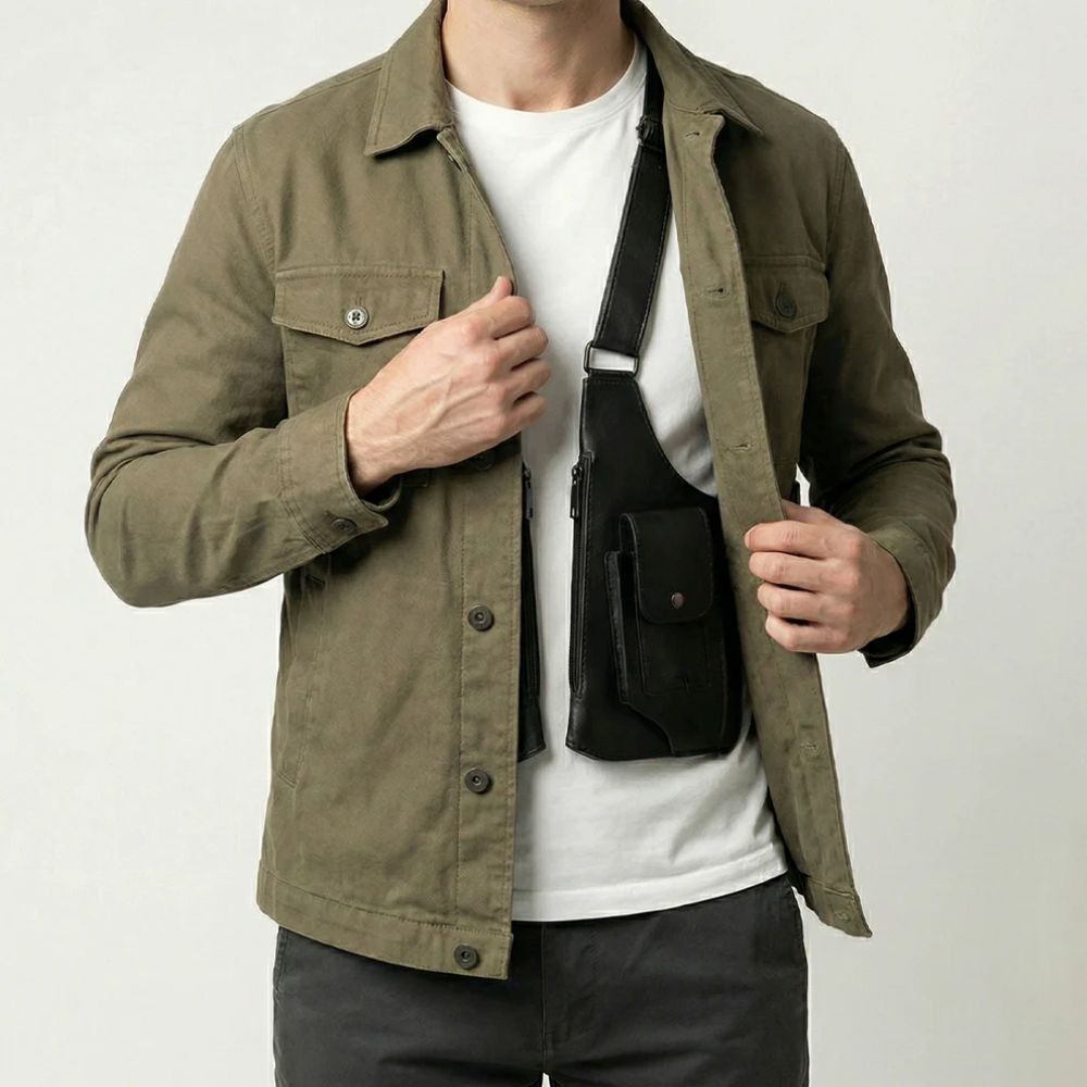 Premium Leather Shoulder Bag - Hidden Anti-Theft Compartments