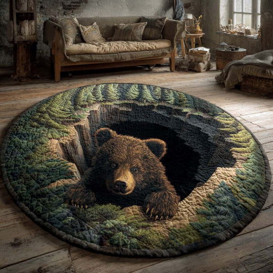 Bear Burrow - 3D Illusion Bear Round Rug - Woodland Watch