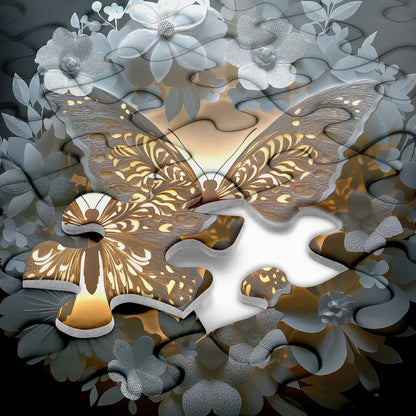 Butterfly Among Flowers Jigsaw Wooden Puzzle 1000 Pieces