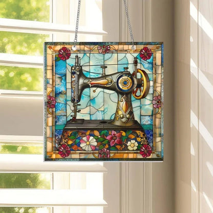 Cute Sewing Machine Suncatcher Ornament