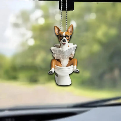 Basenji - Dog Sitting On Toilet Ornament  OT051