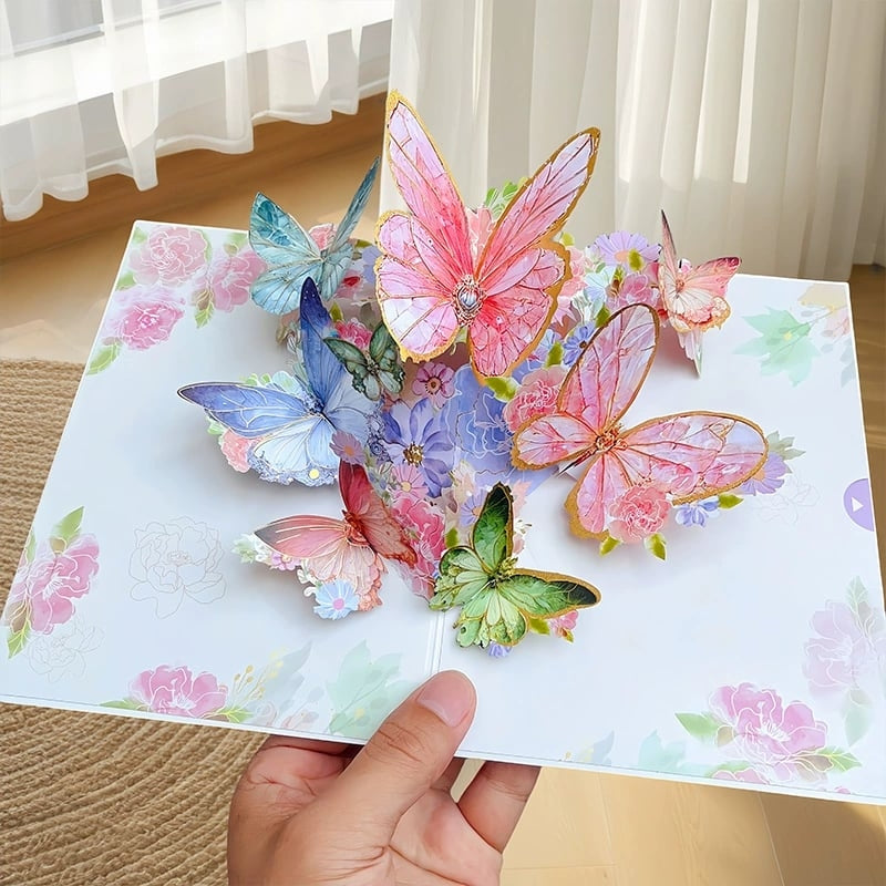 Vibrant 3D Butterfly & Daisy Pop-Up Greeting Card💐🦋