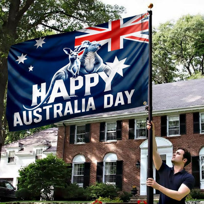 Happy Australia Day Kangaroo Flag - C035