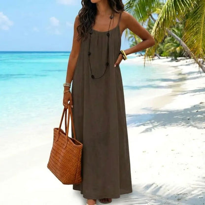 Women's Sleeveless Cami Lounge Dress – Soft Maxi Nightgown For Sleeping & Lounging